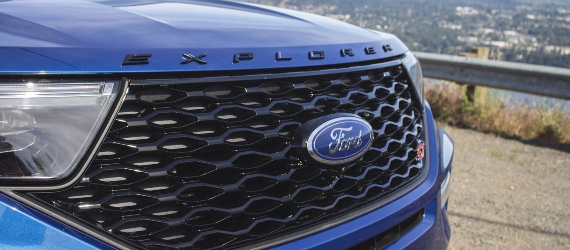 2020-Ford-Explorer-ST-Exterior-Portland-Oregon-Drive-007-grille-and-Ford-logo